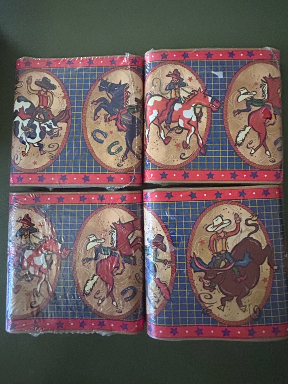 RIDE EM ' COWBOY Peel & Stick Wall Border Horses Western Rodeo Set of 4 NEW